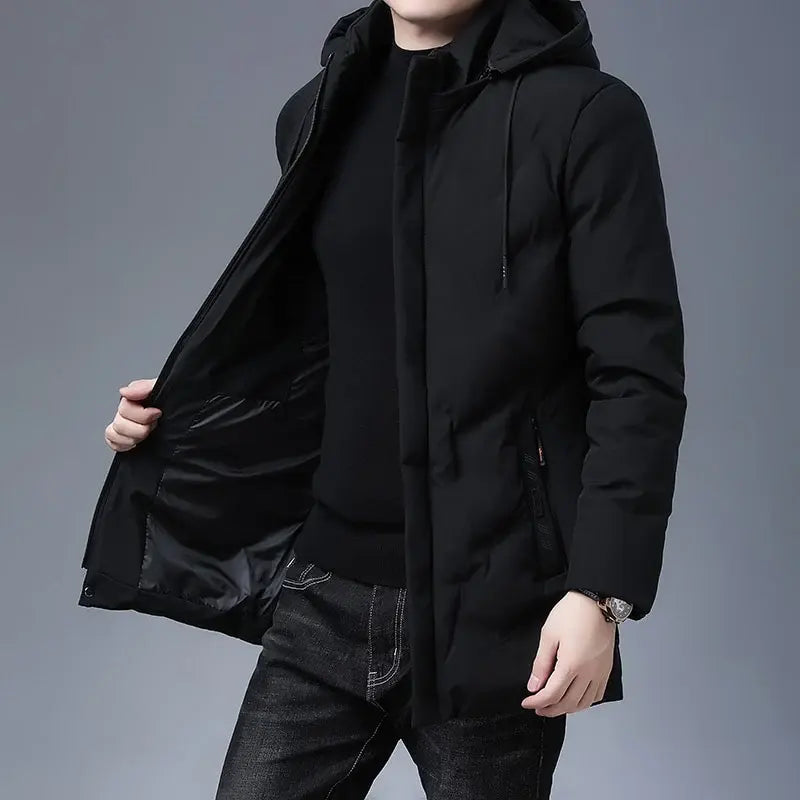 Jaqueta Masculina Longa com Capuz