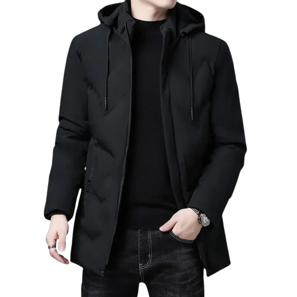 Jaqueta Masculina Longa com Capuz
